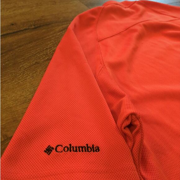 Columbia OS Oregon State Men's Medium Short Sleeve Shirt Neon Orange Mesh Sport - Picture 7 of 7